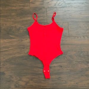 Garage Red buttoned bodysuit